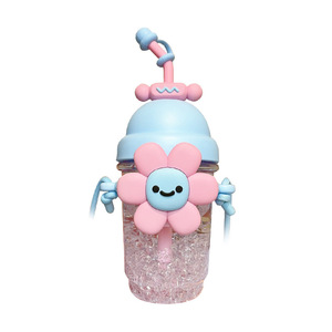 Cute Girls 700ml Sunflower Juice <strong>Drinking</strong> Cup Leakproof Bpa Free Travel Plastic School Kids Water <strong>Bottle</strong> with <strong>Straw</strong> - Product Image 5