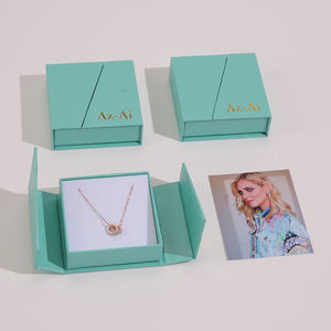 Nuevo Juego de Cajas de Joyería Cuadradas con Cierre de Cordón, Logotipo Personalizable, Cartón Reciclable Ecológico con Cojín de Terciopelo y Bolsa de Papel - Product Image 1