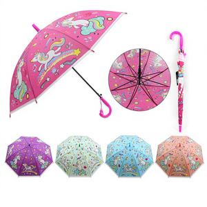 Paraguas de apertura automática para niños con diseño de unicornio de 26 \ ", 48 Uds./CS 190T, Material 8K, costillas, estilo recto de dibujos animados, 48 Uds./CS - Product Image 1