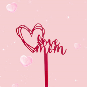 Insert <span class=keywords><strong>de</strong></span> gâteau en acrylique rouge or « <span class=keywords><strong>Maman</strong></span> » pour la fête des mères, la fête des femmes, décoration <span class=keywords><strong>de</strong></span> gâteau « Je t'aime <span class=keywords><strong>maman</strong></span> » - Product Image 2