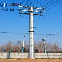 Poteaux électriques tubulaires en acier galvanisé pour lignes de transmission et de distribution haute tension, support extérieur personnalisé pour utilités