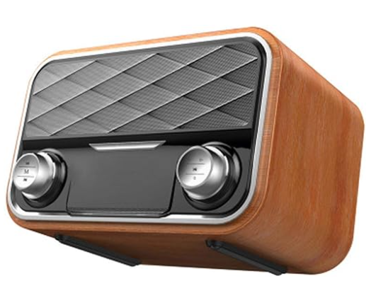 LED Display Clock Classic Retro Style Portable Radio Wooden Led Screen Wireless Charging Speaker