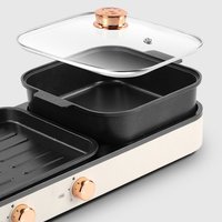 MeiShengFa Pococina 1980W Barbecue électrique d'intérieur multifonctionnel 2-en-1 Pot chaud et conception sans fumée pour usage domestique