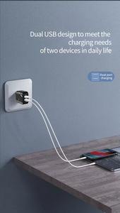 Cargador de Viaje LED con 2 Puertos USB de Carga Rápida QC3.0 para Tablet y Teléfono Inteligente, Adaptador de Pared Dual con Enchufe EU/US, Cargador de Teléfono con 2 USB - Product Image 3