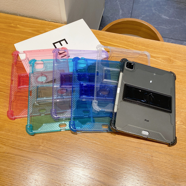 For Tpu+Pc 2-in-1 Tablet Case for Ipad Pro 11/12.9 Lightweight Adjustable Stand Colourful Shell Pencil Holder Cover