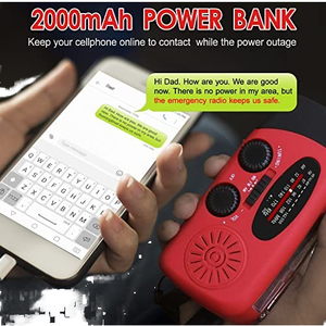 Портативное уличное беспроводное аварийное радио с солнечной зарядкой, аккумулятором >5000 мАч, функцией AM/FM, NOAA, метеорологическое, с ручным приводом, фонариком, цифровое, для землетрясений - Product Image 2