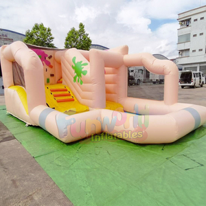 Pastel color kids outdoor backyard summer jumpers castle <b>inflatable</b> splash bounce <b>house</b> slide combo with pool - Product Image 2