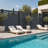 Clôture semi-privée en WPC gris anthracite, imperméable, design européen moderne, pour jardin extérieur, en composite à lattes