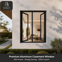 Fenêtre à battant en aluminium noir, double vitrage, persienne trempée, moderne, pour villa, rail lisse, isolation thermique, étanche, insonorisée
