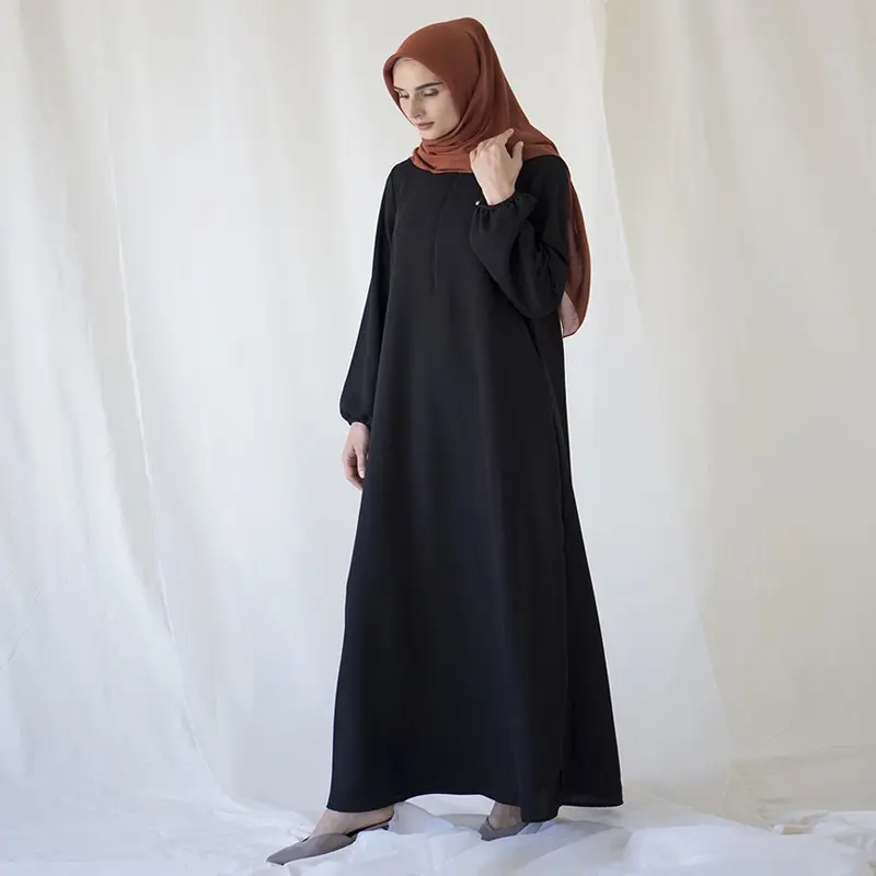Roupas e acessórios muçulmanos tradicionais abaya para mulheres, vestido muçulmano tradicional com gola redonda, vestido abaya muçulmano Jilbab, imperdível