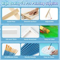 Matériel de peinture, ensemble de 78 pièces avec chevalets de 16 pouces + toiles de 11 x 14 pouces pour la peinture en groupe, kits de peinture pour couples, kits de peinture pour adultes, étudiants