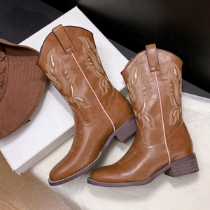 Klasik Ayakkabi Botines Dama Quality PU Leather Casual Style Shoes 2025 New Design Leather Boots for Women - Product Image 1