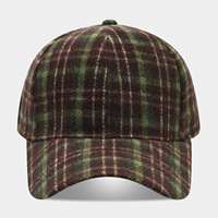 Casquette de baseball vintage à carreaux pour l'automne et l'hiver, unisexe, décontractée, chaude, style confortable pour hommes et femmes, tendance