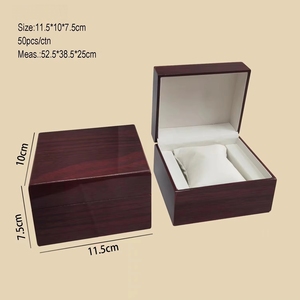 Boîte à montre en <span class=keywords><strong>bois</strong></span> d'acajou à grain brillant, étui de luxe laqué pour montre simple, emballage cadeau économique, étui de rangement pour homme - Product Image 2