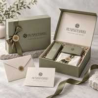 Coffret cadeau personnalisé avec logo, emballage en vrac, boîte magnétique de luxe en papier recyclable avec autocollant, ruban, carte en papier et enveloppe