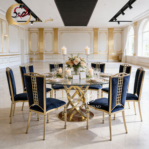 Modern Clear Glass Top Stainless Steel Wholesale Home Furniture Wedding Event Hotel Dining <b>Tables</b> - Product Image 3