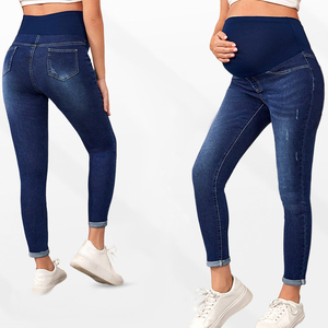 Automne hiver <span class=keywords><strong>jean</strong></span> de maternité taille haute pour femmes respirant Slim-Fit Denim pantalon décontracté avec soutien du ventre et des fesses - Product Image 2
