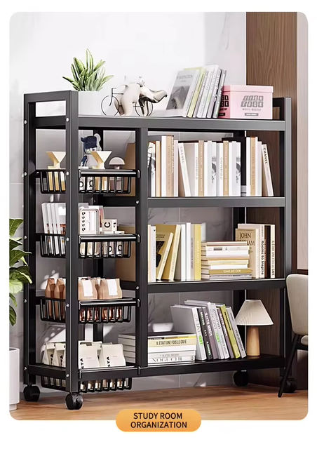 Multi-Tier 4-Shelf Modern Steel Kitchen Storage Rack with Wheels | Mobile Shelving Unit for Home Kitchen & Living Room