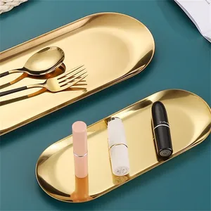 Bandeja de acero inoxidable dorado S/L para equipo de uñas, bandeja de almacenamiento de cosméticos, bandeja quirúrgica dental, plato para uñas, herramientas de manicura - Product Image 1