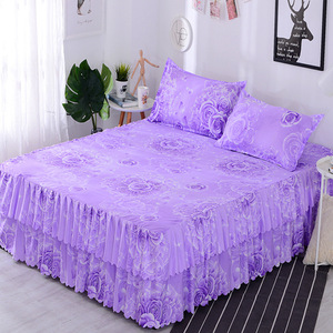 Factory Bedspread Bedsheet Fitted <strong>Sheet</strong> Bedroom <strong>Bed</strong> Cover Skirt 3 Pieces 2 Pillow Cases+<strong>bed</strong> Skirt <strong>Sets</strong> - Product Image 2