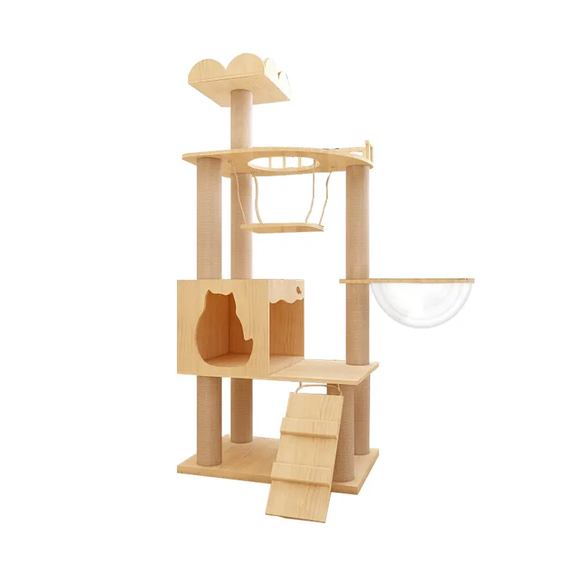 Dreamzoo wooden scratcher modern large cat tree tower soft luxury indoor toys for cats