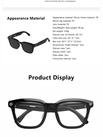 Lunettes intelligentes IA avec caméra OLED pour audio sans fil, étanches, contrôle par application Wi-Fi, enregistrement vidéo/photo, assistant traducteur