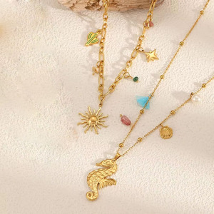 Bãi biển Kỳ nghỉ phong cách mặt trời Mặt dây chuyền dây chuyền đa yếu tố cá Seashell + ốc xà cừ + Mặt dây chuyền + Vòng Cổ Phụ nữ giản dị phụ kiện trang sức - Product Image 1