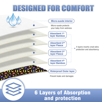 Lot de 6 couches lavables et réutilisables, taille unique, réglables et personnalisées pour bébé avec 6 inserts en microfibre, 1 sac humide