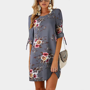 Women <b>Summer</b> <b>Dress</b> <b>Boho</b> Style Floral Print Chiffon Beach <b>Dress</b> Tunic Sundress Loose Casual <b>Dress</b> Vestidos - Product Image 3