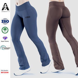 Pantalones de yoga ajustados transfronterizos para mujer, de cintura alta, de secado rápido, de pierna microancha, para correr, ciclismo y fitness. - Product Image 1