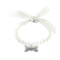 Collier ajustable pour animaux de compagnie avec perles, motif uni, pour chats et chiens