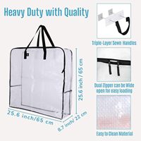 Sac de rangement pliable en PP tissé transparent avec fermeture éclair, anti-poussière et étanche, pour voyage, placard et sous lit