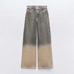 Jean large déchiré pour homme, taille haute, coupe ample, motif croix gothique brodé, grande taille, en denim de coton - Product Image 1