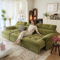 Sofá Cama Eléctrico Extensible con Tela Chenille y Antiarañazos para Apartamentos Pequeños, Muebles de Sala de Estar, Reposacabezas Ajustable