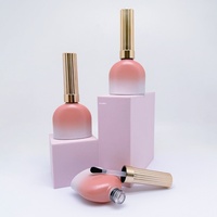 Flacon de vernis à ongles en verre rose 15 ml, stock usine, avec bouchon en plastique, pinceau, sérigraphie, revêtement UV, emballage écologique, huile