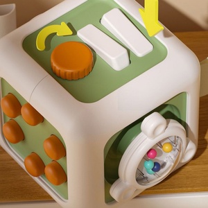 Cubo de Actividades de Dibujos Animados, Juguetes Educativos para Bebés, Entrenamiento de Movimiento y Fuerza, Plástico Ecológico Verde, Madera, Hexagonal, Juguete de Actividades - Product Image 4