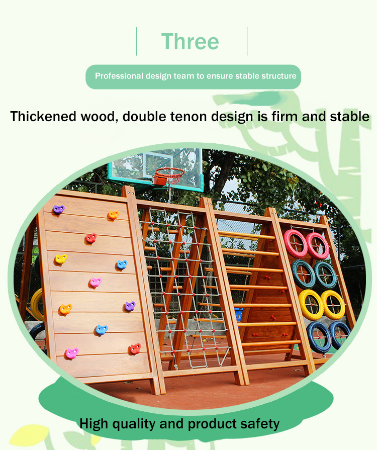 Small Size Kids Wooden Outdoor Playground Multifunction Outdoor Amusement Park Wooden Equipment For Children