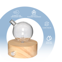 Diffuseur nébulisant en verre de 25 ml, cylindrique, rond, à brancher, avec lumière LED 7 couleurs, certifié CE RoHS, en bois de pin
