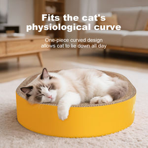 Çizilmeye dayanıklı Oval kedi tırmalama pedleri ile Modern dayanıklı oluklu kağıt kedi ağacı karton Scratcher - Product Image 5