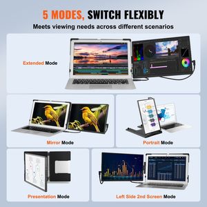 Portable 14 \ "FHD 1080P IPS double moniteur étendu écran d'ordinateur portable Extender pivotant caractéristique USB-C/USB-A/Mini pour HDMI Compatible - Product Image 5