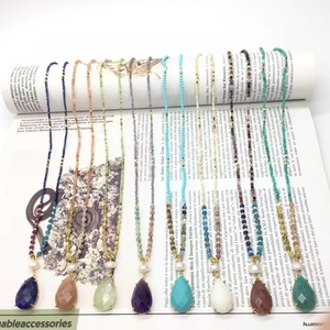 Collar de Moda con Cuentas de Piedra Natural de 2mm, Diseño <span class=keywords><strong>2026</strong></span>, con Colgante de Piedras Preciosas, Joyería Corta para Mujer - Product Image 1