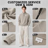 Sweat-shirt pull vintage en coton tricoté, coupe ample, col en V, demi-zip, teint en pièce, 300g, design uni, pour homme