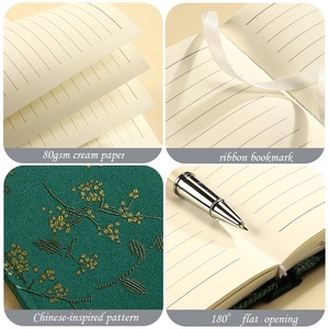 Venta al por mayor A5 mancha <span class=keywords><strong>bordado</strong></span> ciruela estilo chino clásico impermeable tela libro tela Tapa dura cuaderno ecológico - Product Image 2