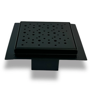 Desagüe de Ducha Negro Mate de 15x15 CM con Cubierta con Patrón de Puntos, Salida Horizontal, Acero Inoxidable 304 - Product Image 4