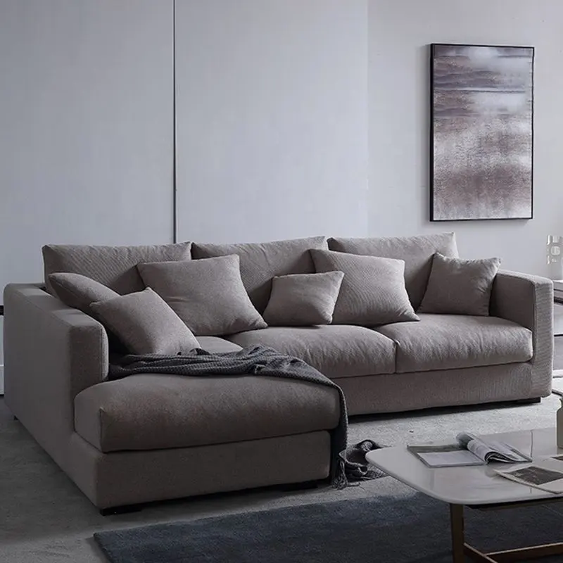 Sofá seccional Modular de forma de L para sala de estar, cojines seccionales modernos y anchos, color gris