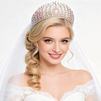 Couronne de mariée en alliage plaqué or, luxueuse, ornée de diamants et de strass, accessoire de coiffure pour mariage, fiançailles, cadeau