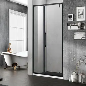 Y-TOP 2023 duş cam kapi donanım banyo siyah paslanmaz çelik çerçeve duş kapısı için otel
