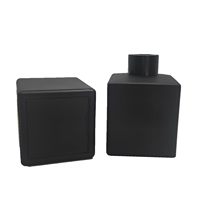 Diffuseur de parfum à bâtonnets vide, carré, en verre noir mat et or, pour huiles essentielles, avec bâtonnets noirs, pour remplissage DIY de parfum, 200ml/6.7oz