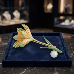 Elegante Broche de Perlas para Mujer con Circonita Sintética en Verde/Lavanda y Diseño Floral de Aleación de Zinc - Product Image 3