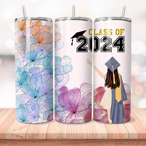 Clase de 2024 graduación deportes sublimación vaso sublimación 20 oz flaco vaso Senior 2024 personalizar tapa vaso - Product Image 1